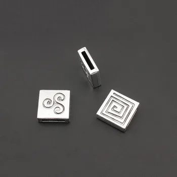 10buc Argint Pătrat de Culoare Spirală Slider Margele Spacer 10*2mm Plat din Piele de Cablu DIY Bratari Bijuterii