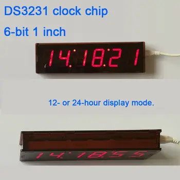 6 cifre de 1 inch digital cu led-uri tub de ceas de timp 12/24 ore modul de afișare ore minute secunde DS3231 chip diy caz