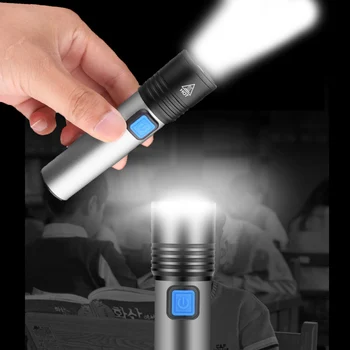 Built-in Baterie reîncărcabilă Lanterna LED-uri USB Rechargeabl Portabil Zoom lanterna Lanterna T6 LED Lanterna rezistent la apa Lanterna Pentru camping