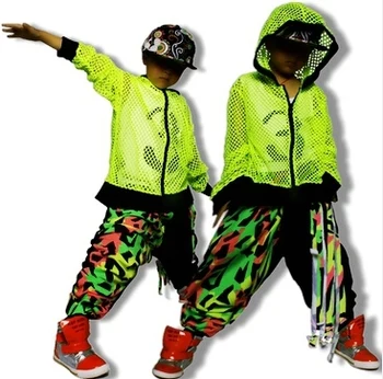 Copii Pantaloni de Moda Hip-Hop pantaloni de Trening Jazz dans costum neon de culoare mozaic de culoare bloc pantaloni harem hiphop pantaloni sport