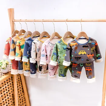 Copii Pijamale De Iarna Copii Seturi De Îmbrăcăminte De Lână Cald Pijama Pentru Baieti Îngroșa Dinozaur Fete Pijamale Copii Lenjerie De Corp Termică