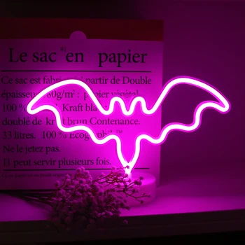 Creative Neon Lumina de Noapte USB si Baterie de Putere cu LED-uri Semn de Neon de Masă Lămpi de Noapte pentru Dormitor Petrecere de Craciun Decor