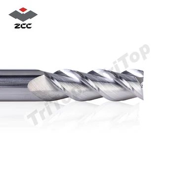 De înaltă precizie de prelucrare ZCC.CT AL-3E-D12.0 carbură solidă 3 flaut aplatizate cnc end mill 12mm cu drept shank milling cutter