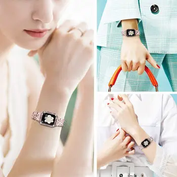Diamant din Oțel Inoxidabil Curea+Caz Pentru Apple Watch Band 42mm 38mm 40mm 44mm Femei Bratara Bratara Pentru iwatch Serie SE 6 5 4