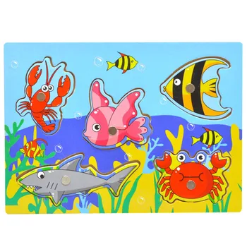 Din lemn Magnetic Ocean de Pescuit de Jucărie Joc si Puzzle Bord Juguetes Magnet Pește Jucărie de Învățământ Distracție în aer liber pentru copii Cadouri