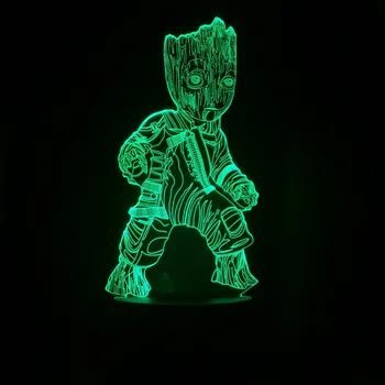 Disney Avengers 3D LED Lumina de Noapte Groot 7 Culori Schimbare Lampa de Camera de Decorare figurina Jucarie Pentru Cadou de Crăciun