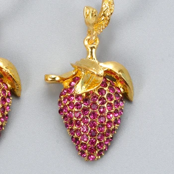 En-gros JUJIA Plin de Strasuri Metalice de Căpșuni în Formă de Picătură Cercei Boho Handmade Cristale Bijuterii Accesorii Pentru Femei