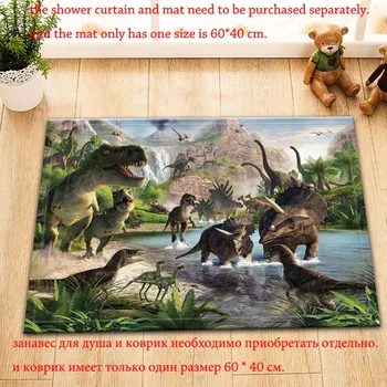LB Dinozaur Perdea de Duș Și Covor Peisaje Naturale Baie Ecran Extra Lungi Impermeabil Tesatura de Poliester pentru Copii Baie Decor