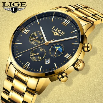 LIGE Mens Ceasuri de Brand de Top Cuarț circulație de afaceri de Lux, ceasul de Aur sportului Militar impermeabil ceas Relogio Masculino