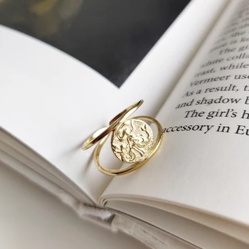 LouLeur argint 925 Sirena inele de aur rotund creativ elegant stil Coreea deschide inele pentru femei prietenie bijuterii farmec