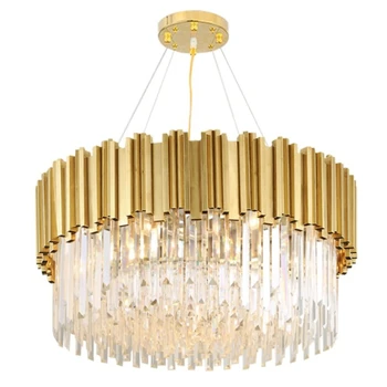 Moderne de Mare Candelabru de Cristal Lampă de Lux pentru Living Lanț de Aur Rotund din Oțel Inoxidabil, Candelabre de Iluminat