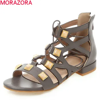 MORAZORA 2020 vânzare fierbinte sandale gladiator femei pantofi nit gol afară de pantofi de vara zip roma sandale casual, pantofi plat feminin