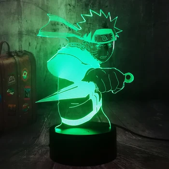 Naruto Cool 3D LED Lumina de Noapte Japoneză Anime Naruto Uzumaki cu Pumnalul Copii de Craciun lămpi Decor Dormitor Copil Jucării de Crăciun