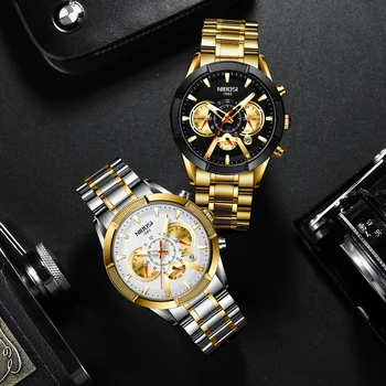 NIBOSI 2020 Nou Mens Ceasuri de Top de Brand de Lux, Aur, Ceas de mână Cuarț Ceas pentru Bărbați Impermeabil Sport Cronograf Relogio Masculino