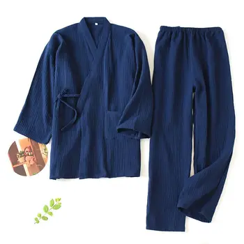 Noi Japoneză Set De Pijama Femei Pline De Bumbac Kimono Topuri Și Pantaloni Costum Cupluri Set De Pijamale Femei, Barbati Casual Homewear