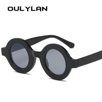 Oulylan Rotund ochelari de Soare Femei Bărbați Vintage Marca Gradient de Ochelari de Soare Nuante Doamnelor Mici Punk ochelari de soare UV400 Șampanie Roz