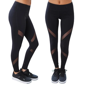 Plasă Neagră Și Pantaloni De Yoga De Înaltă Talie Elastica Fitness De Funcționare Jambiere Femei Pantaloni Sport Colanti Sport Yoga Colanti Femei Leggins