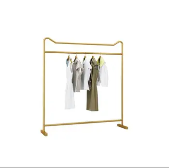 Prezentare rack de high-end magazin de îmbrăcăminte Simplă rochie de aur magazin fier rack de podea agățat rack pentru haine