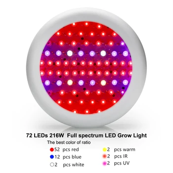 Spectru complet 216W UFO LED-uri Cresc de Lumină a Plantelor Phytolamp Hidroponice Lampă cu Led-uri Pentru flori, răsad de acvariu, plante de interior cresc cort