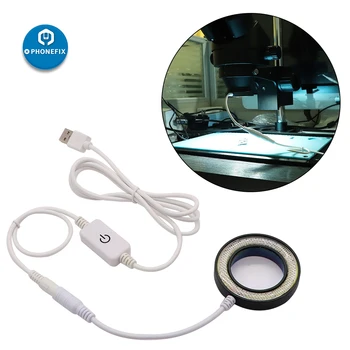 SS-033C 2-IN-1 USB Reglabil de Ieșire LED Rotund cu Lumina UV, Fum de Ulei Praf Dovada Oglindă pentru Industria Stereo Microscop