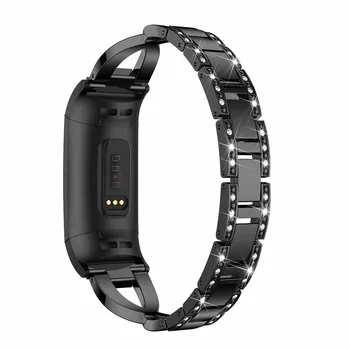 Trupa ceas pentru Fitbit Charge 3 Înlocuire de Metal Stras Brățară de Curea pentru Fitbit Charge 4 Watchband