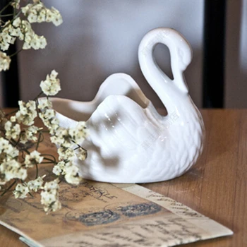 VILEAD 10cm Ceramic White Swan Figurine Recuzita de Fotografiere Nunta, Cadouri, Ornamente, Ghivece de Flori Lumanarea Titularii de Animale Meserii Cadou