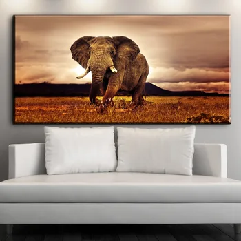 XX714 Modern Alb-Negru Fotografie de Artă Elefant African Panza Pictura Decor Cadou de Perete Camera de zi Poze Cuadros Deco