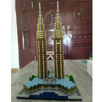 YZ 057 Arhitectura de renume Mondial Kuala Lumpur Petronas Tower Model 3D DIY Mini Blocuri de Diamant Construirea de Jucării pentru Copiii fără Cutie